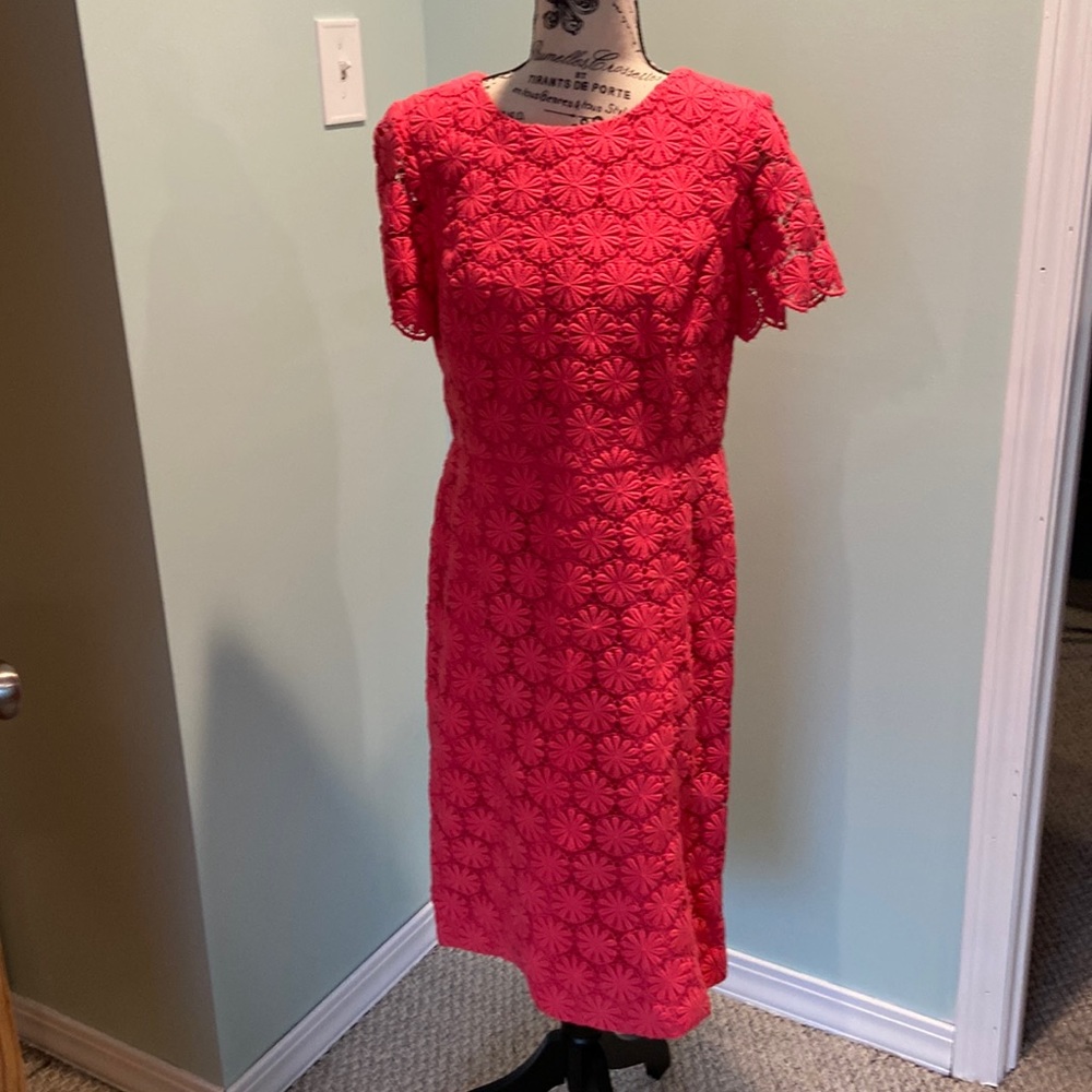 Talbots Pink Lace Floral Sheath Dress